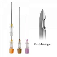 Игла для спинальной анестезии, Pencil Point, с проводником, 25G×4”(0.5×103 мм), 20G×11⁄3 MEDEREN